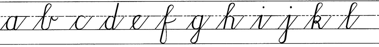 Cursive Lowercase Letter a to l