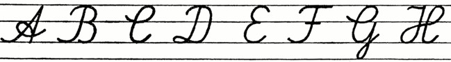 Cursive Uppercase Letter A to H