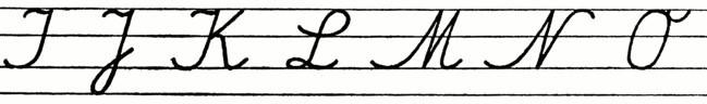 Cursive Uppercase Letter I to O