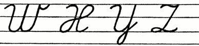 Cursive Uppercase Letter W to Z
